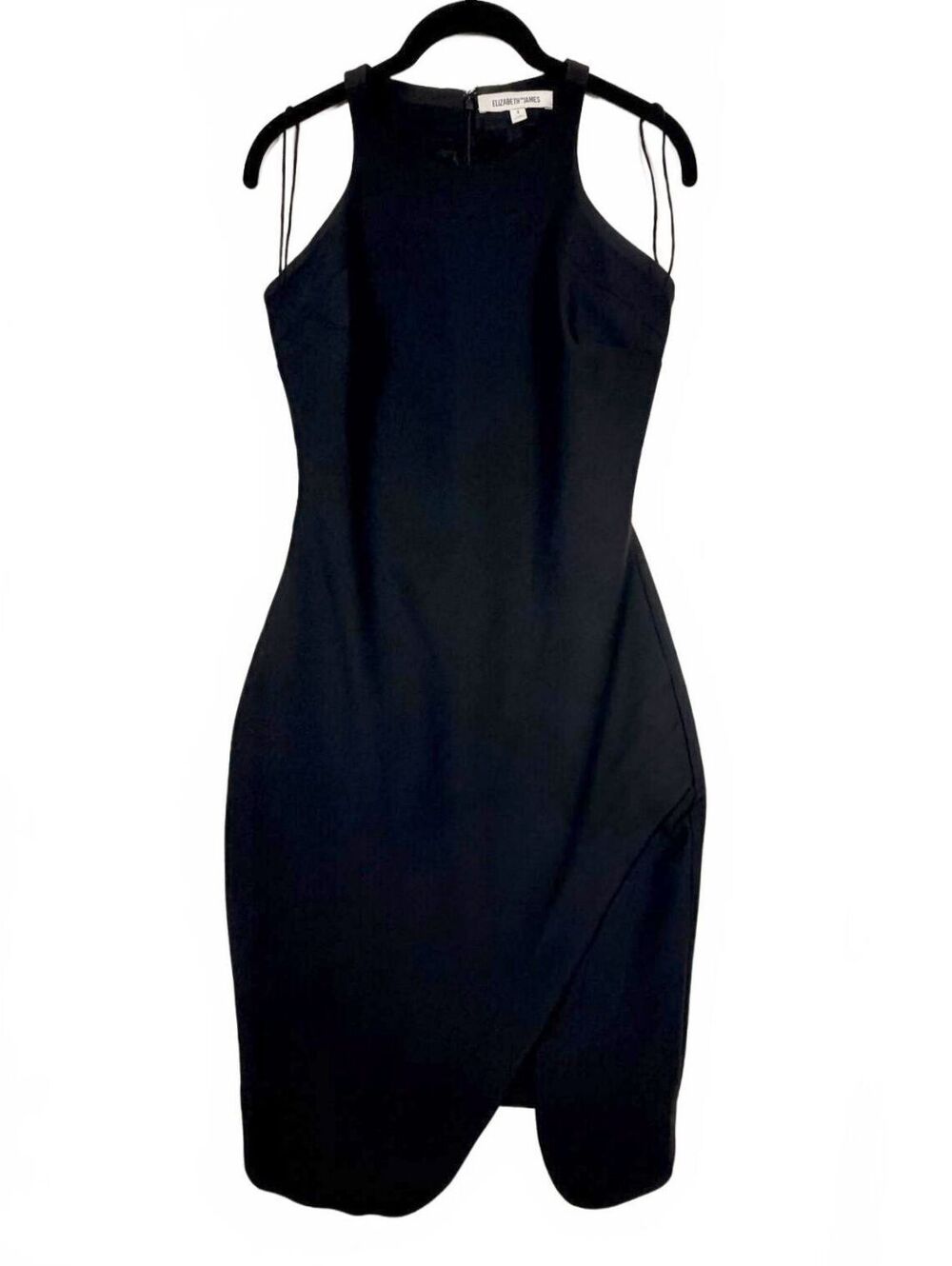 Elizabeth and James Black Claire Halter Dress Asymmetrical Tulip Hem Size 4